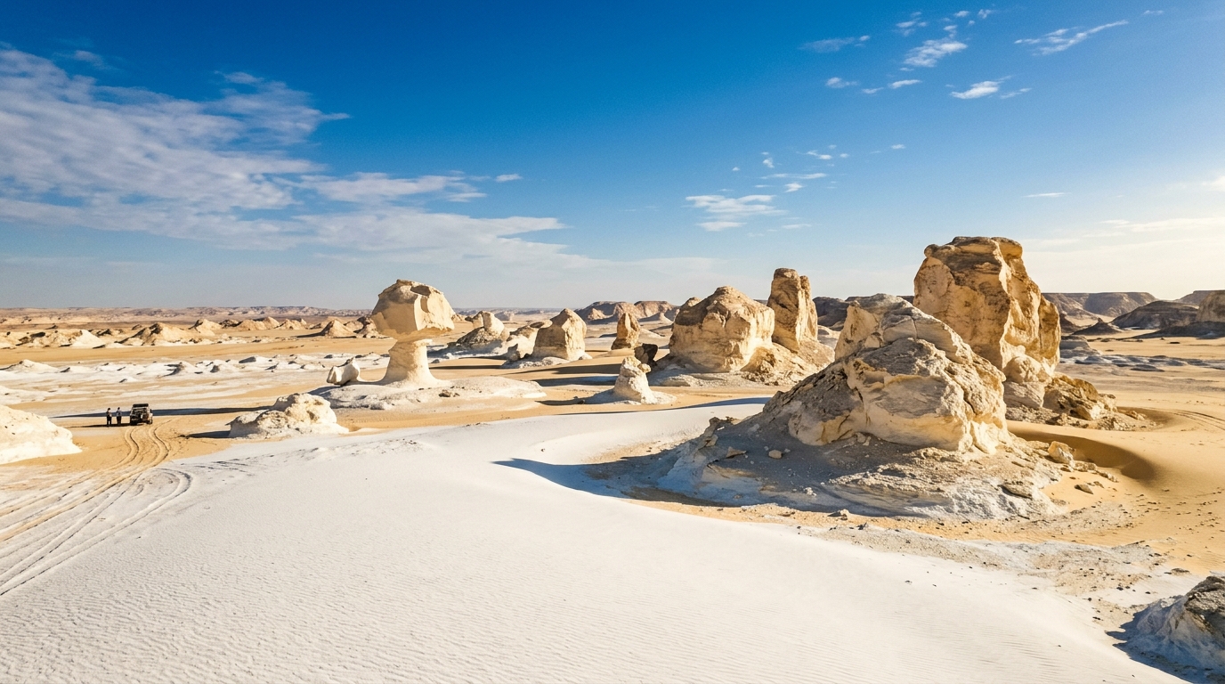 White Desert natural chalk sculptures